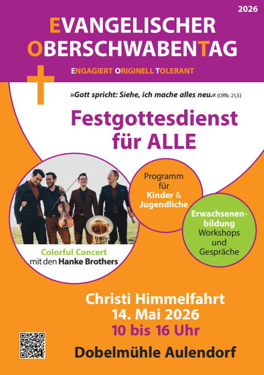 Plakat für den evangelischen Oberschwabentag am 14.5. in der Dobelmühle